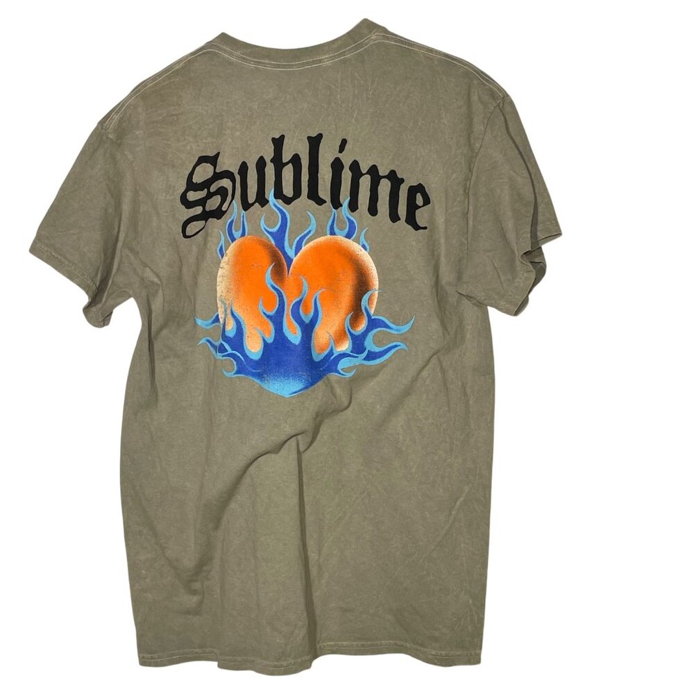Sublime Fire Flame Heart Graphic T-Shirt Sz XL Cotton